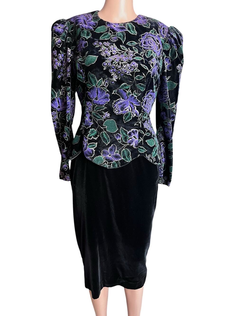 Scott McClintock For Talbots Velvet Midi Dress 6 Petite VTG 80s Whimsigoth Glam